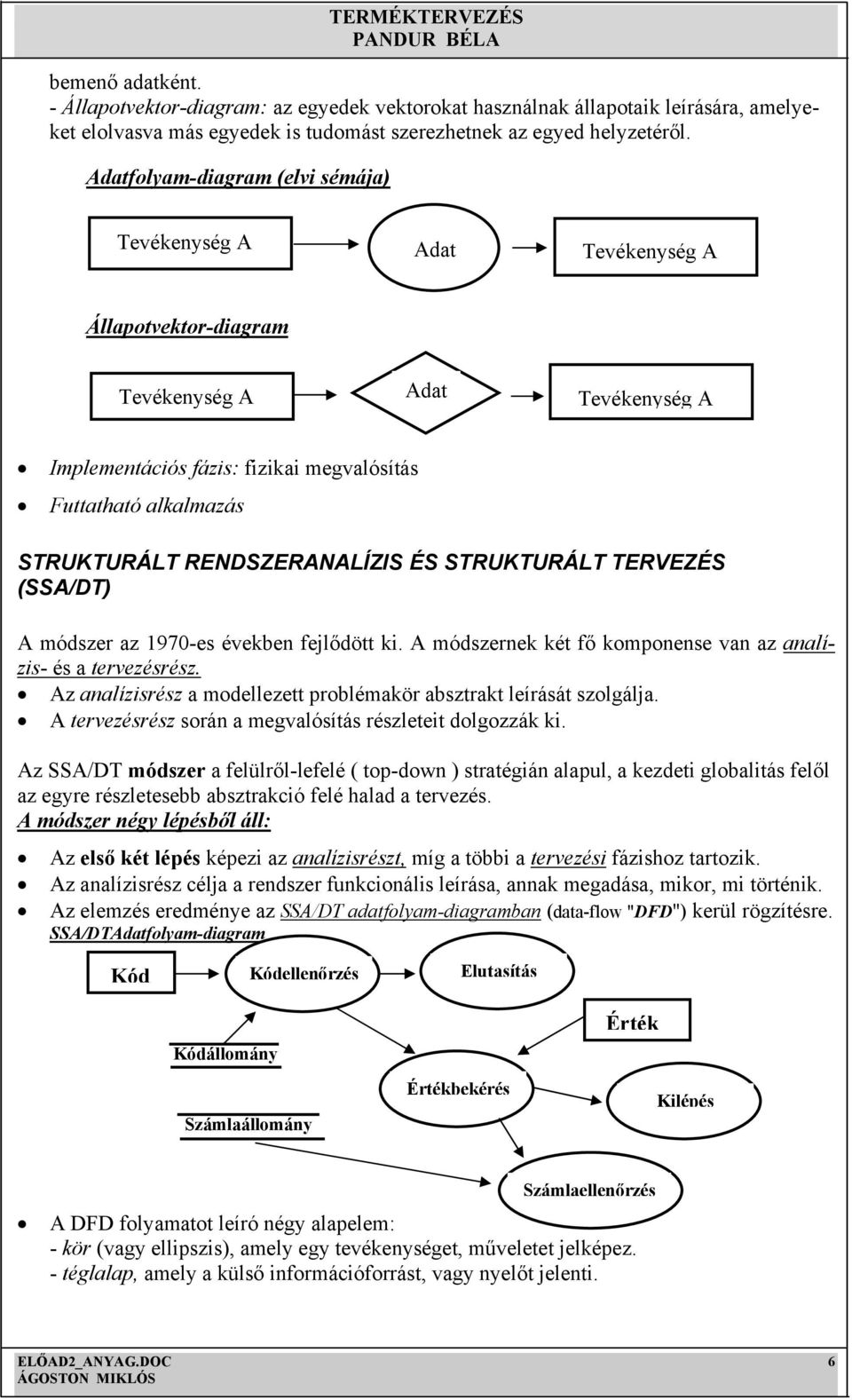 RENDSZERANALÍZIS ÉS STRUKTURÁLT TERVEZÉS (SSA/DT) A módszer az 1970-es években fejlődött ki. A módszernek két fő komponense van az analízis- és a tervezésrész.