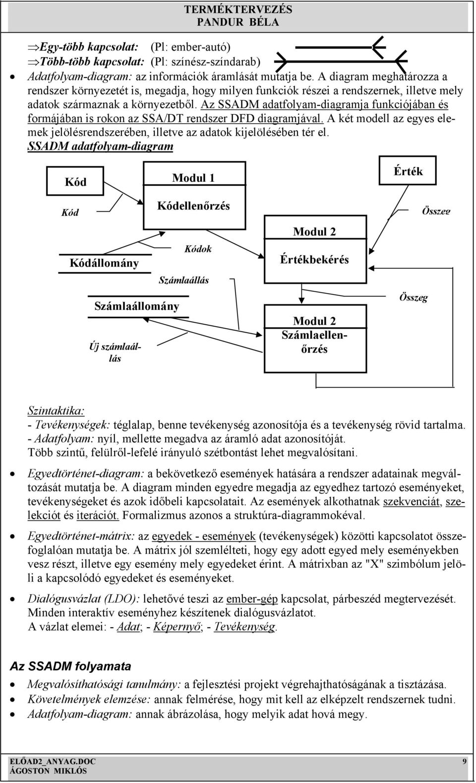 Az SSADM adatfolyam-diagramja funkciójában és formájában is rokon az SSA/DT rendszer DFD diagramjával. A két modell az egyes elemek jelölésrendszerében, illetve az adatok kijelölésében tér el.