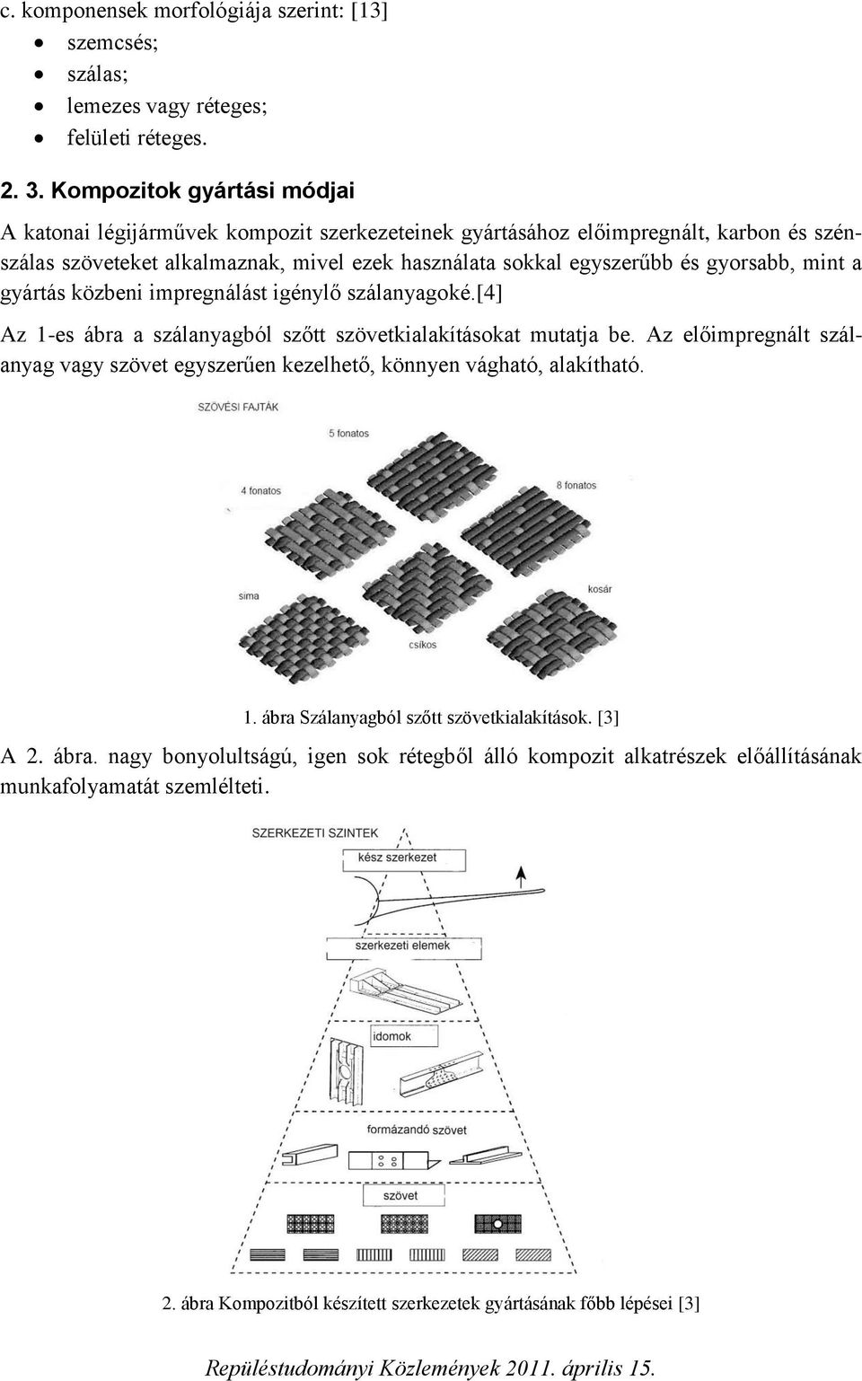 gyorsabb, mint a gyártás közbeni impregnálást igénylő szálanyagoké.[4] Az 1-es ábra a szálanyagból szőtt szövetkialakításokat mutatja be.