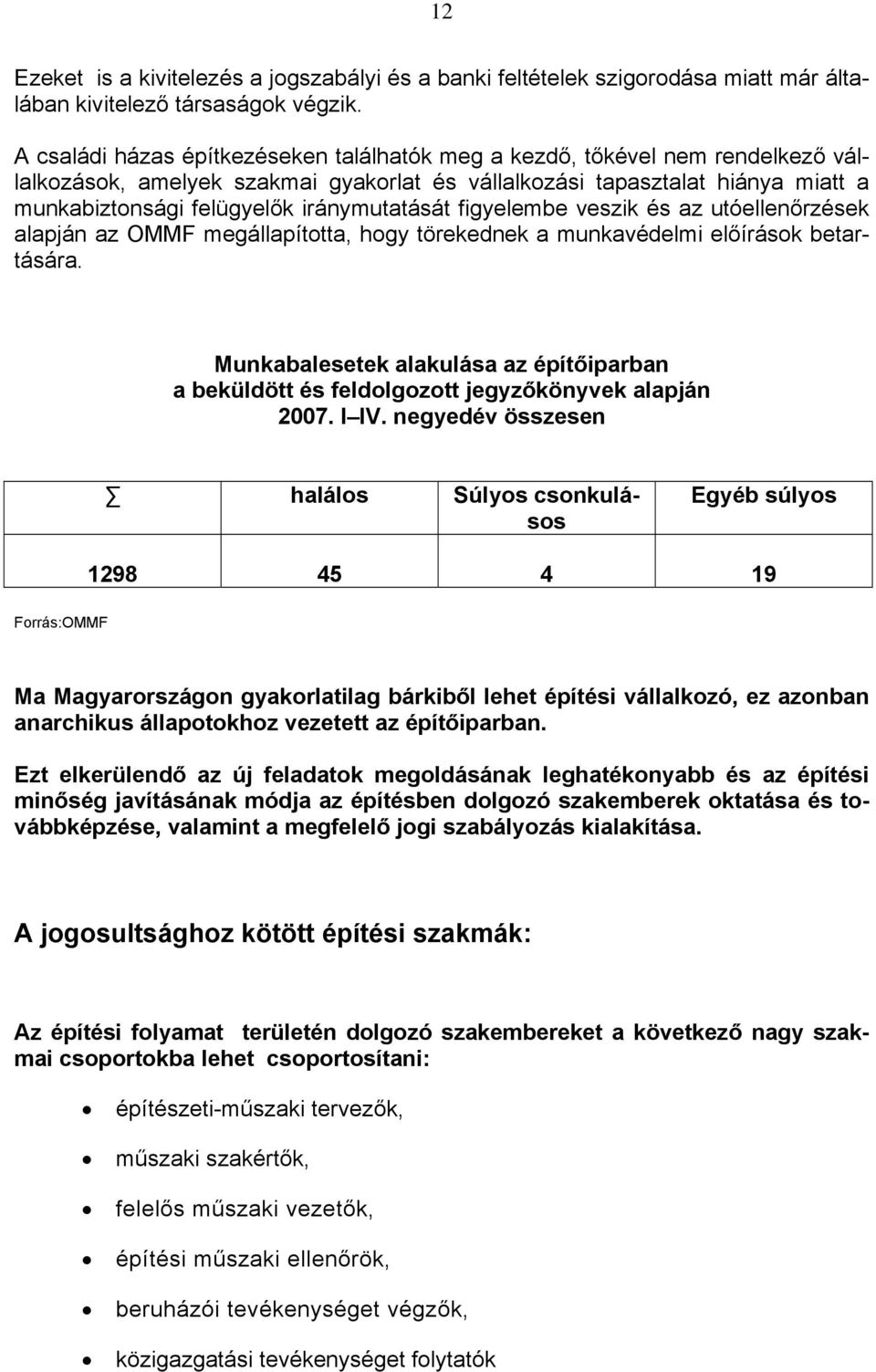 iránymutatását figyelembe veszik és az utóellenőrzések alapján az OMMF megállapította, hogy törekednek a munkavédelmi előírások betartására.