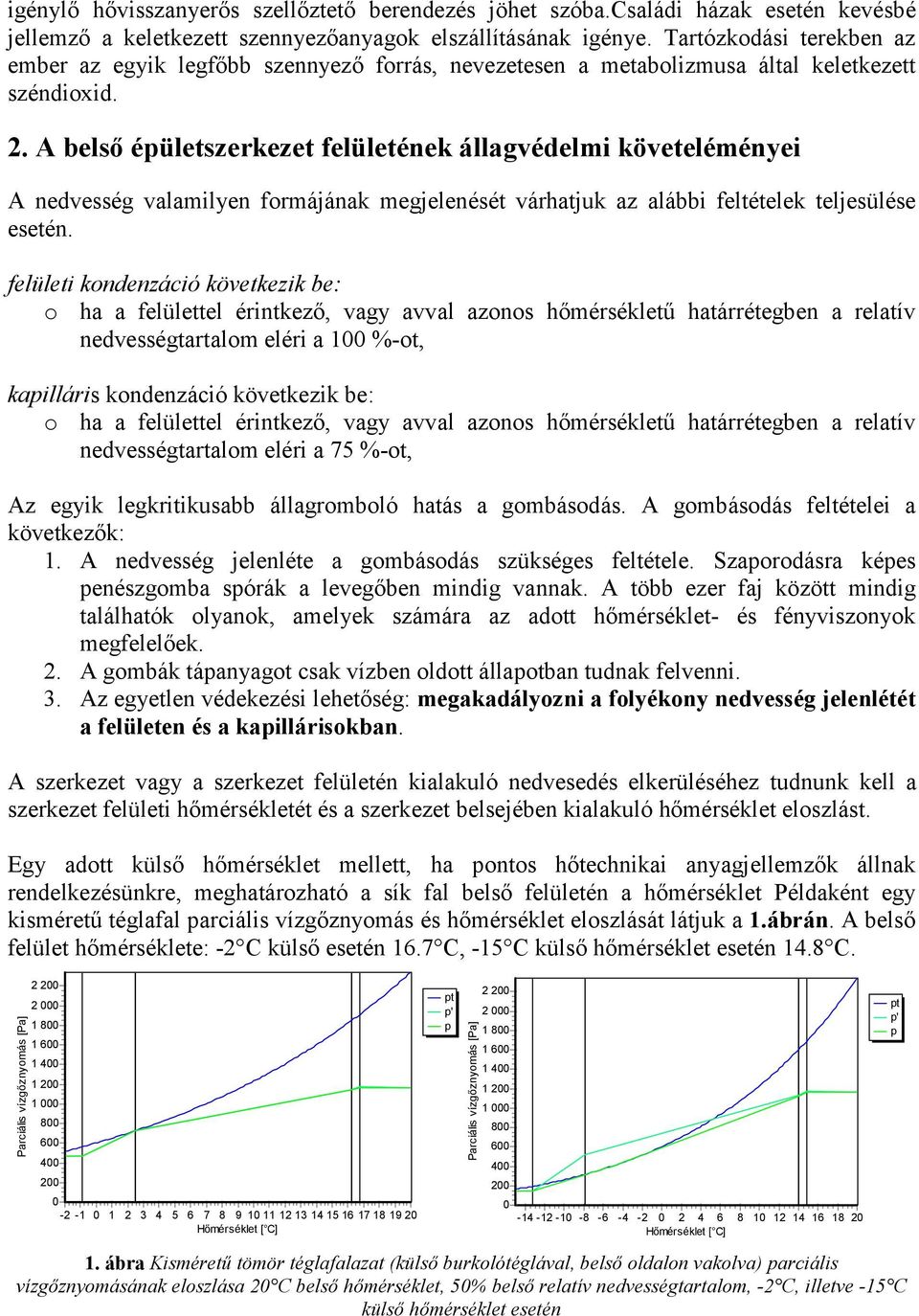 A belső épületszerkezet felületének állagvédelmi követeléményei A nedvesség valamilyen formájának megjelenését várhatjuk az alábbi feltételek teljesülése esetén.