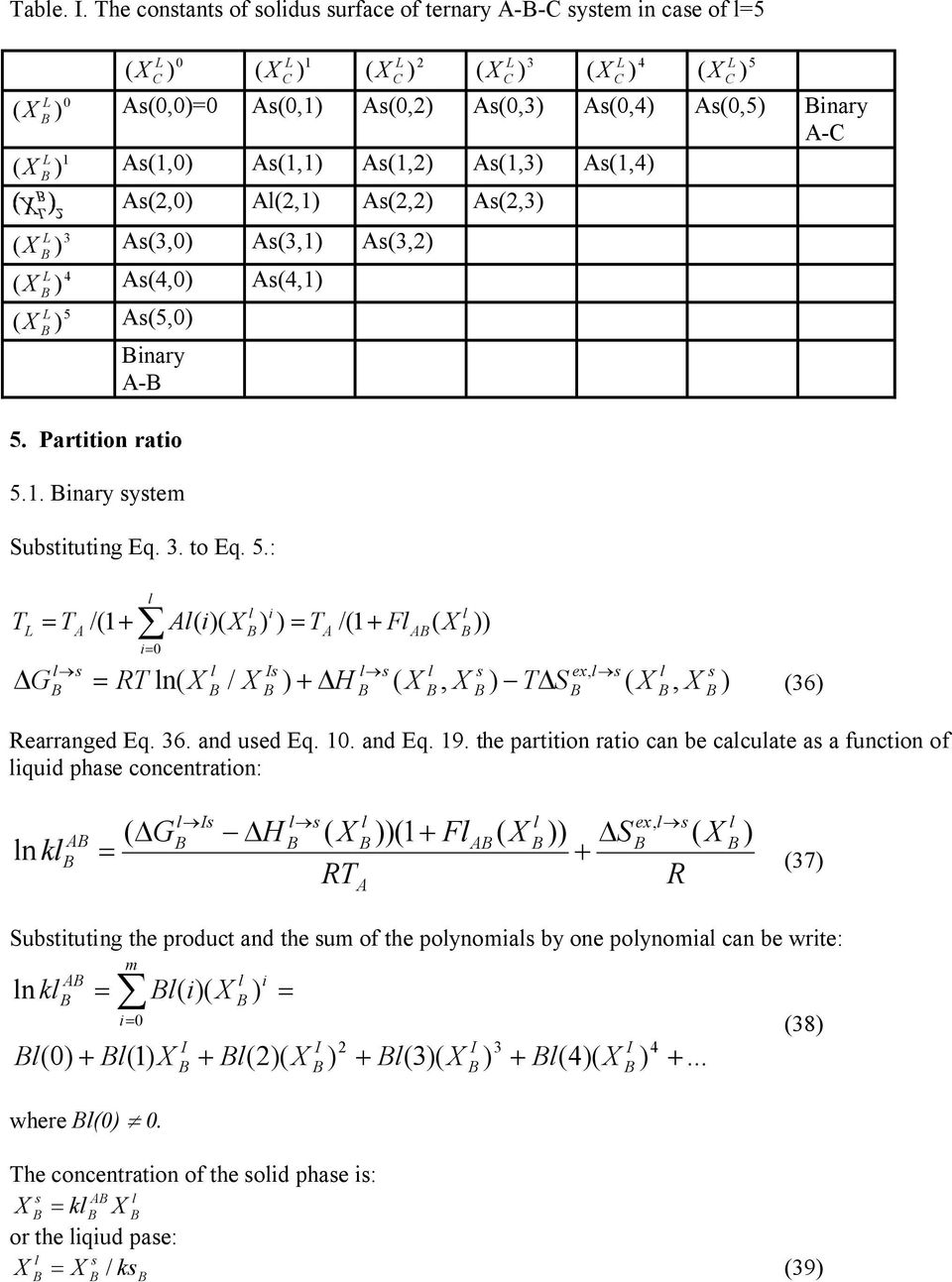 5. Partton rato 5.1. nary ytem Subttutng Eq. 3. to Eq. 5.: = /1 + å = /1 + F DG = R n / I + DH, - DS, ex, 36 Rearranged Eq. 36. and ued Eq. 1. and Eq. 19.