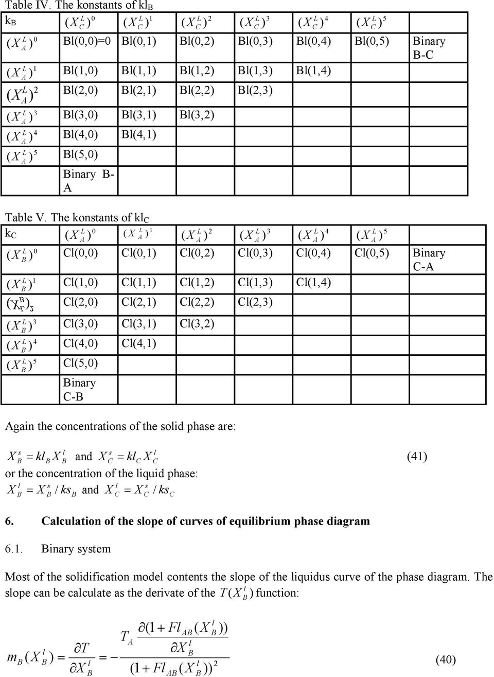 phae are: - = k and = k 41 or the concentraton of the qud phae: = / k and = / k 6. acuaton of the ope of curve of equbrum phae dagram 6.1. nary ytem Mot of the odfcaton mode content the ope of the qudu curve of the phae dagram.