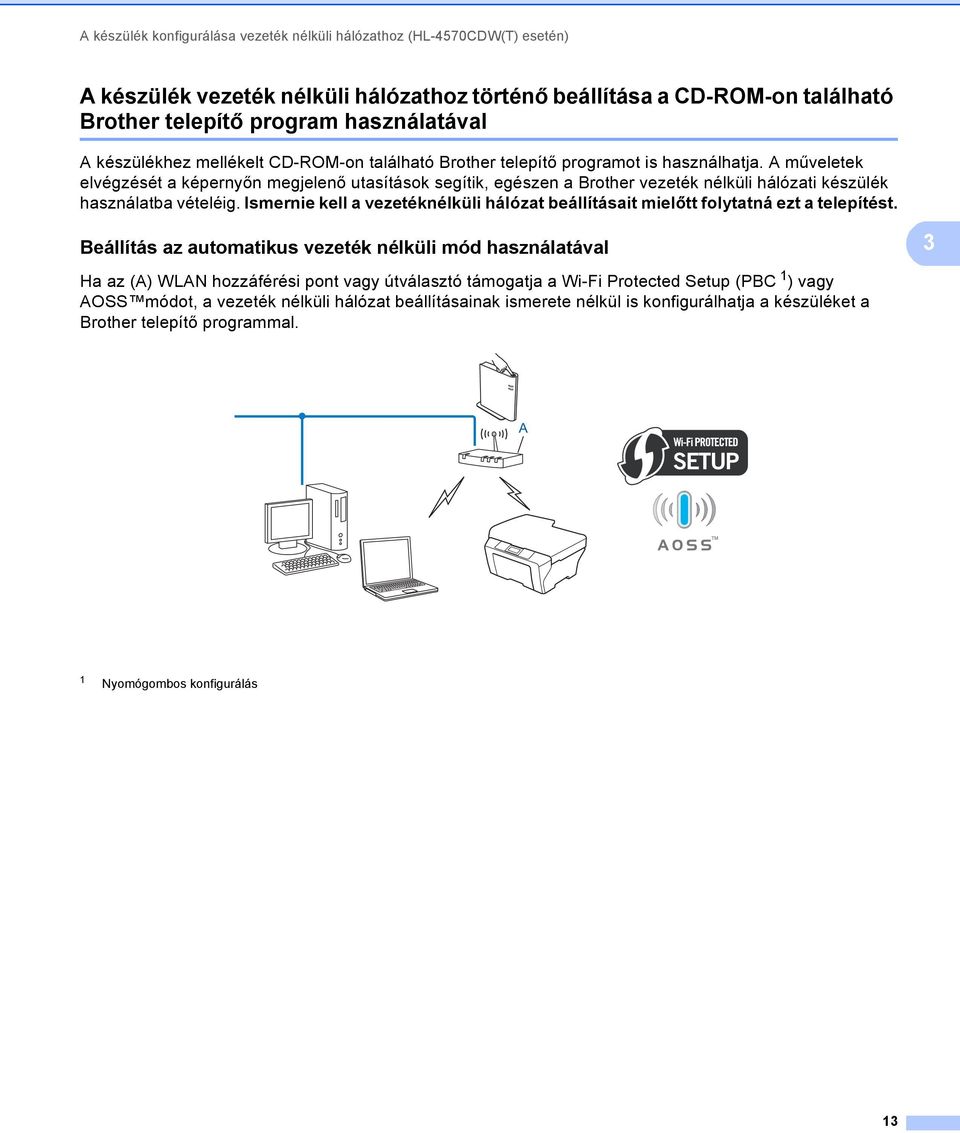 A műveletek elvégzését a képernyőn megjelenő utasítások segítik, egészen a Brother vezeték nélküli hálózati készülék használatba vételéig.