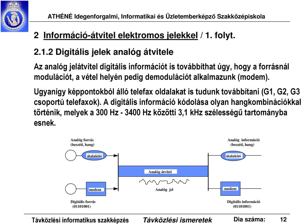 (modem). Ugyanígy képpontokból álló telefax oldalakat is tudunk továbbítani (G, G2, G3 csoportú telefaxok).