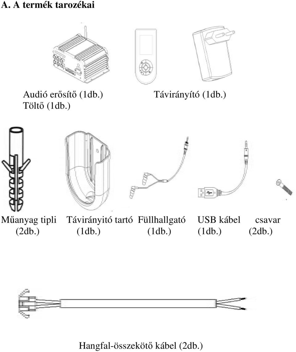 ) Műanyag tipli Távirányitó tartó Füllhallgató USB