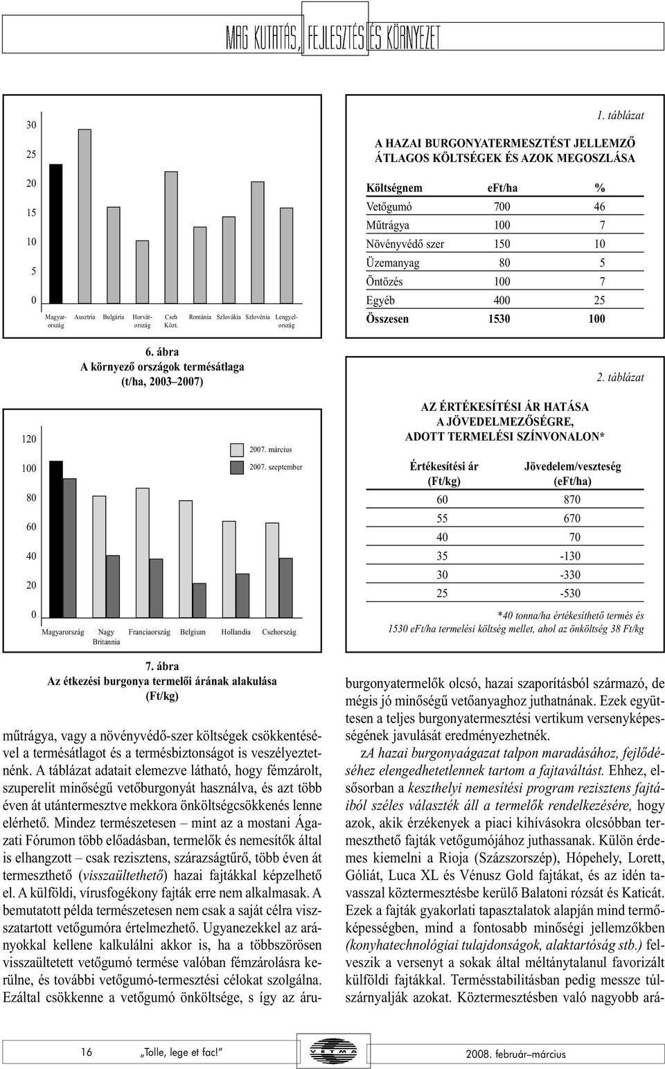 ábra A környezõ országok termésátlaga (t/ha, 2003 2007) 2. táblázat 120 100 80 60 40 20 2007. március 2007.