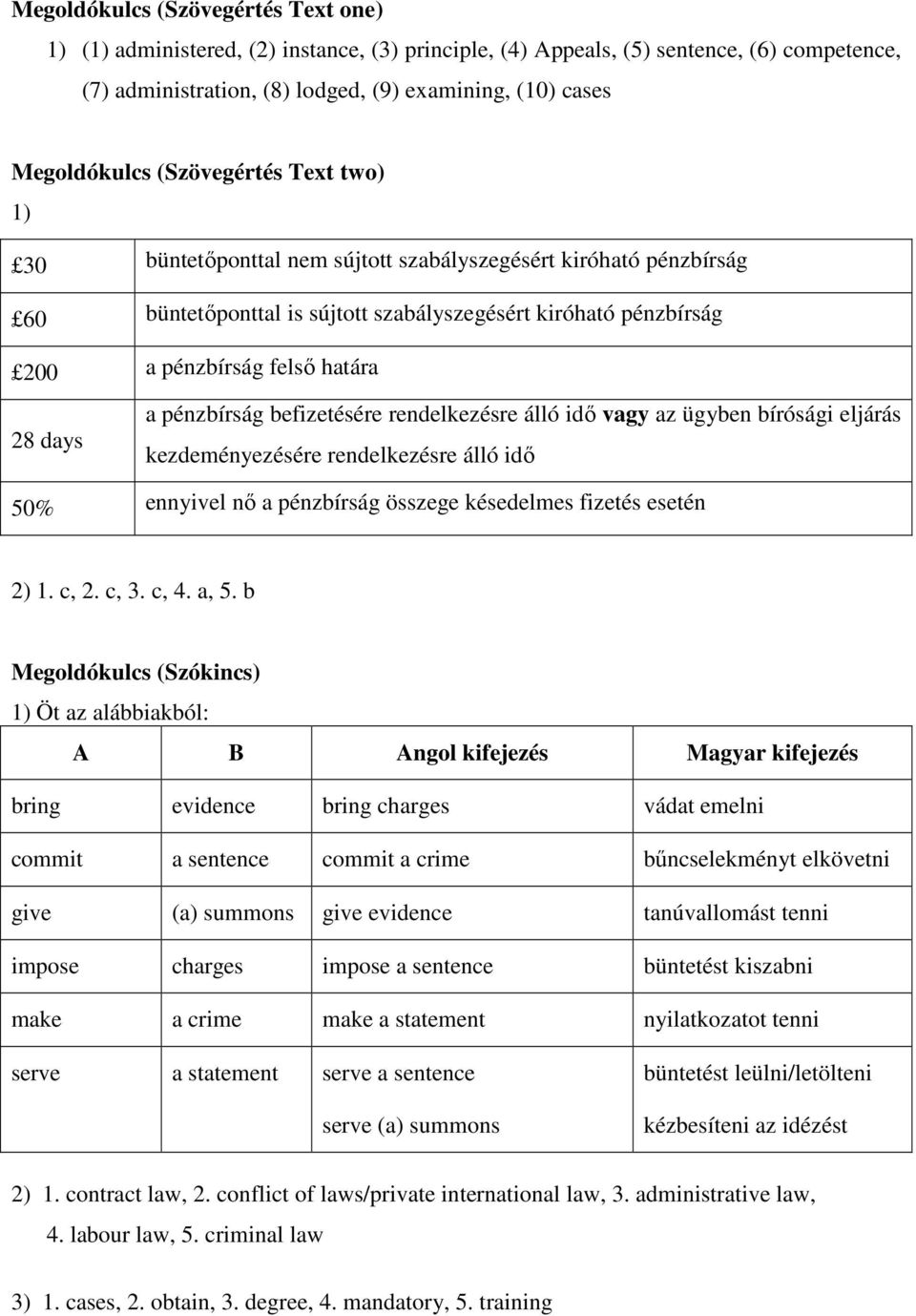 pénzbírság befizetésére rendelkezésre álló idı vagy az ügyben bírósági eljárás 28 days kezdeményezésére rendelkezésre álló idı 50% ennyivel nı a pénzbírság összege késedelmes fizetés esetén 2) 1.