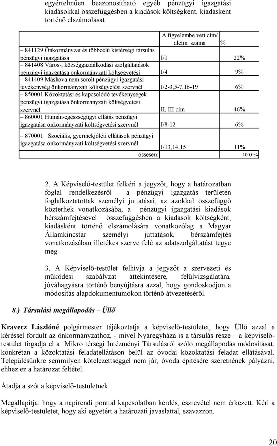 igazgatási tevékenység önkormányzati költségvetési szervnél I/2-3,5-7,16-19 6% 850001 Közoktatási és kapcsolódó tevékenységek pénzügyi igazgatása önkormányzati költségvetési szervnél II.