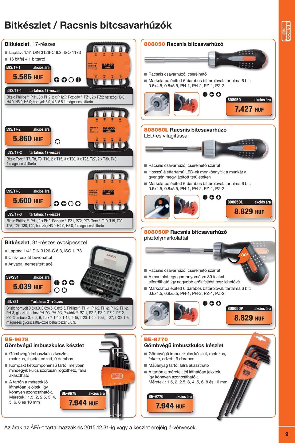 5 1 mágneses bittartó Racsnis csavarhúzó, cserélhető Markolatba épített 6 darabos bittárolóval. tartalma 6 bit: 0.6x4.5, 0.8x5.5, PH-1, PH-2, PZ-1, PZ-2 808050 7.427 59S/17-2 5.