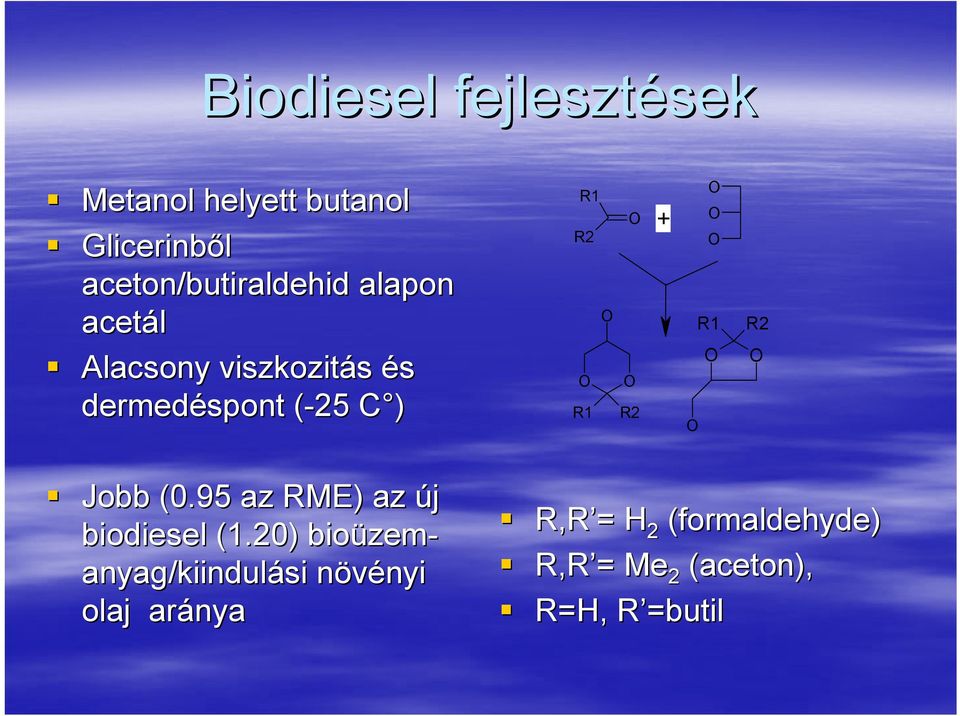 Jobb (0.95 az RME) az új biodiesel (1.