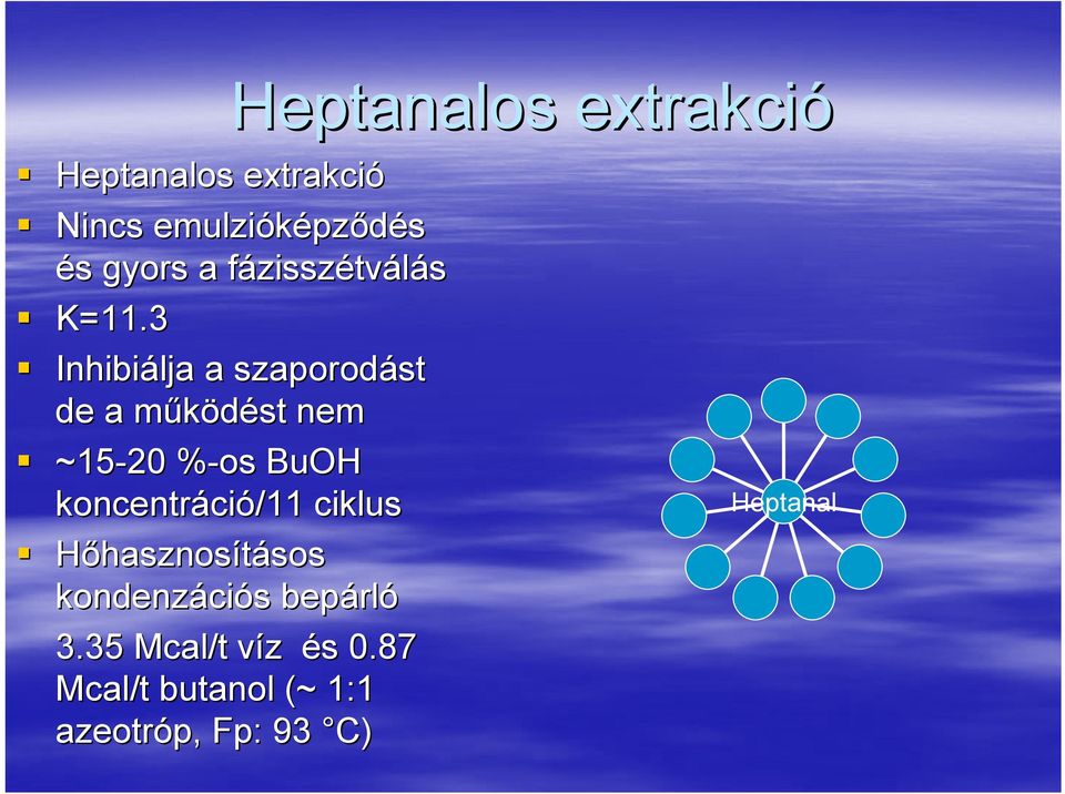 3 Inhibiálja a szaporodást st de a működést m nem ~15-20 %-os% BuH koncentráci