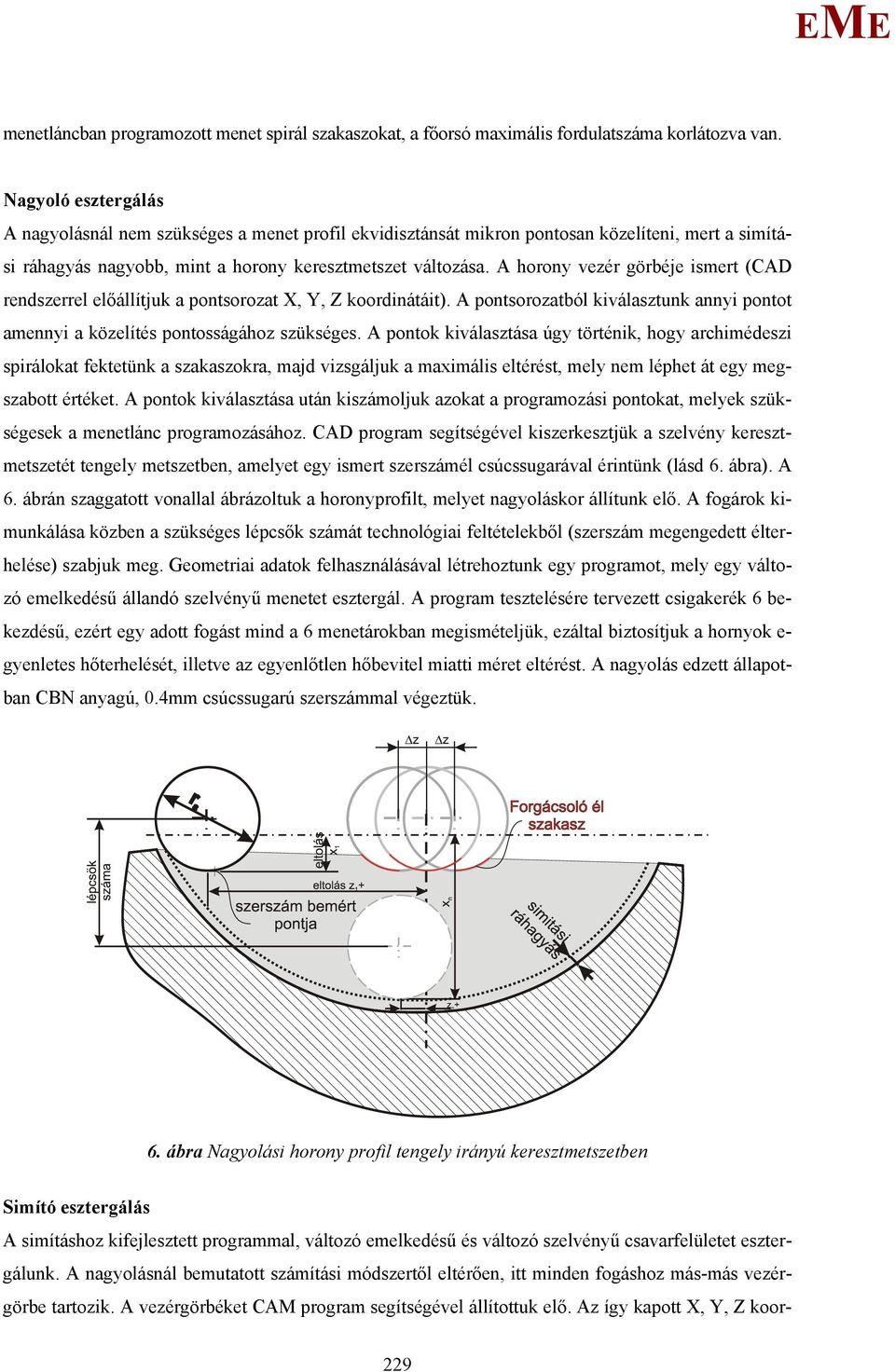 A horony vezér görbéje ismert (CAD rendszerrel előállítjuk a pontsorozat X, Y, Z koordinátáit). A pontsorozatból kiválasztunk annyi pontot amennyi a közelítés pontosságához szükséges.