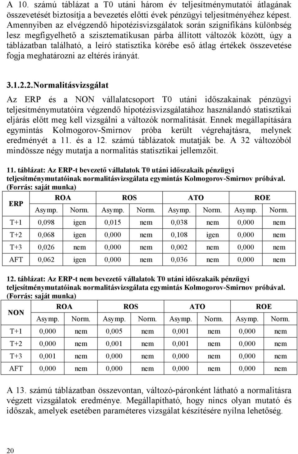 körébe eső átlag értékek összevetése fogja meghatározni az eltérés irányát. 3.1.2.