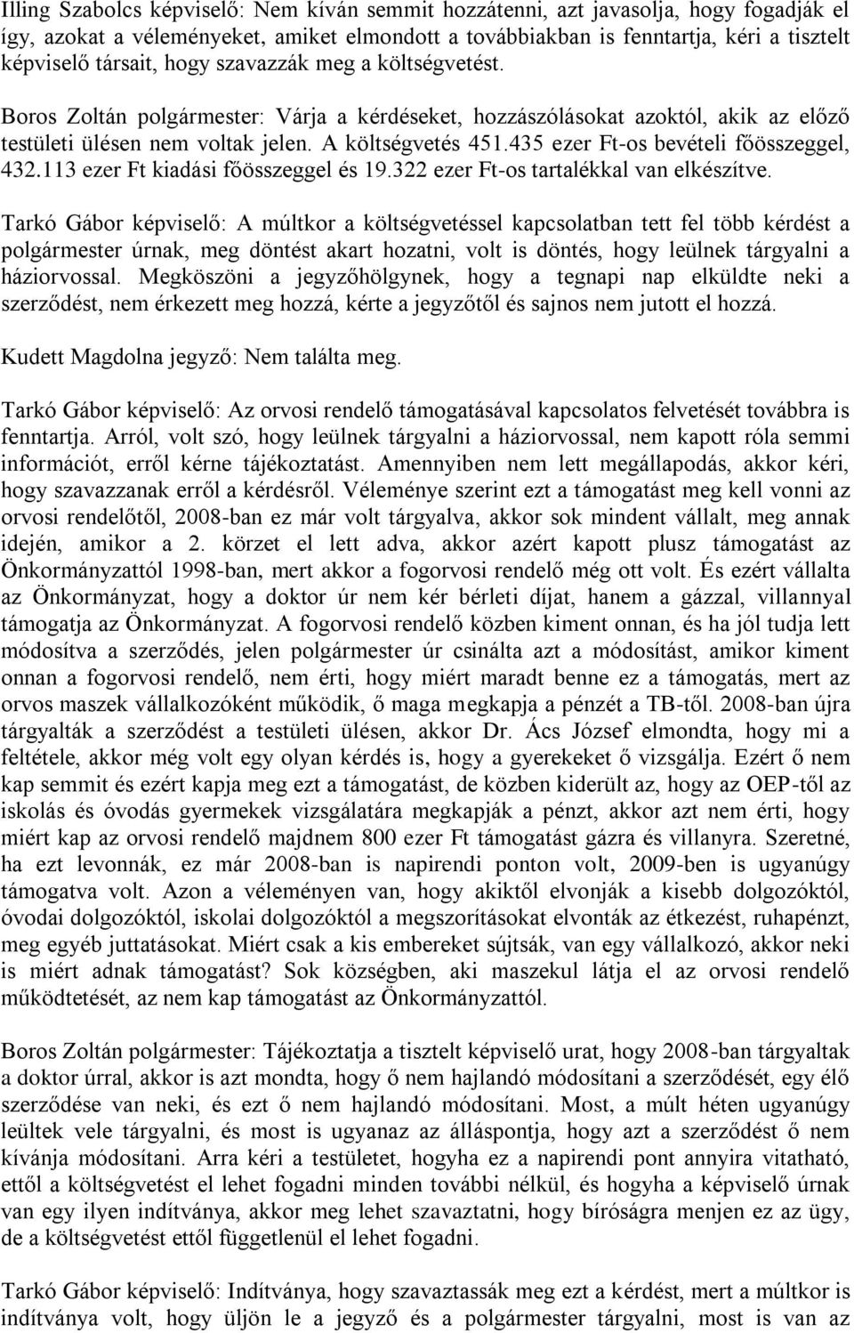 435 ezer Ft-os bevételi főösszeggel, 432.113 ezer Ft kiadási főösszeggel és 19.322 ezer Ft-os tartalékkal van elkészítve.