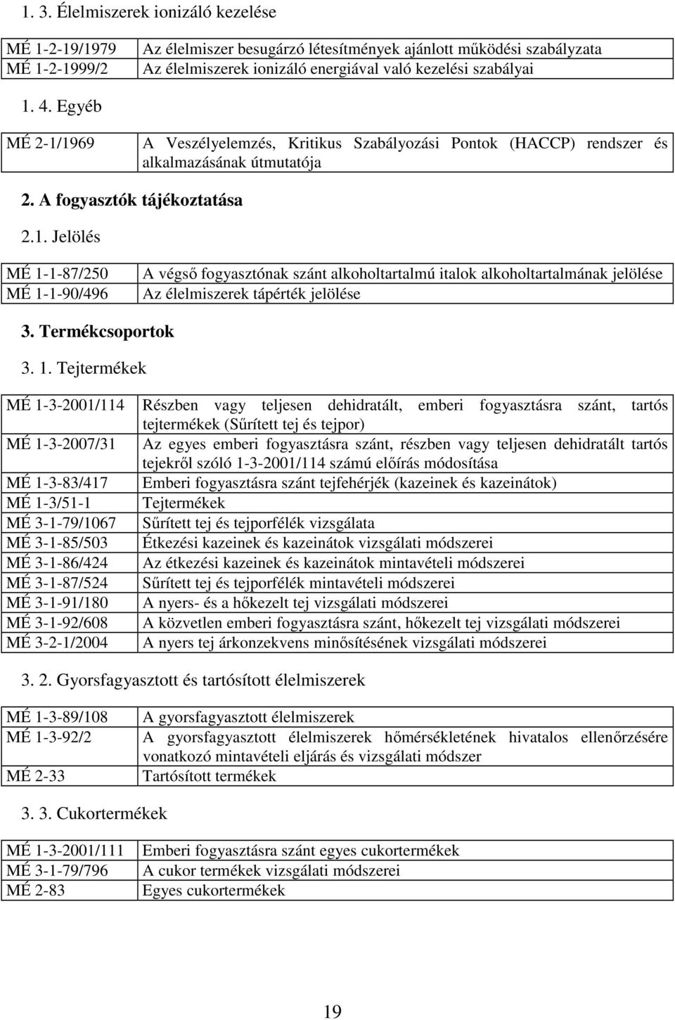 Termékcsoportok 3. 1.