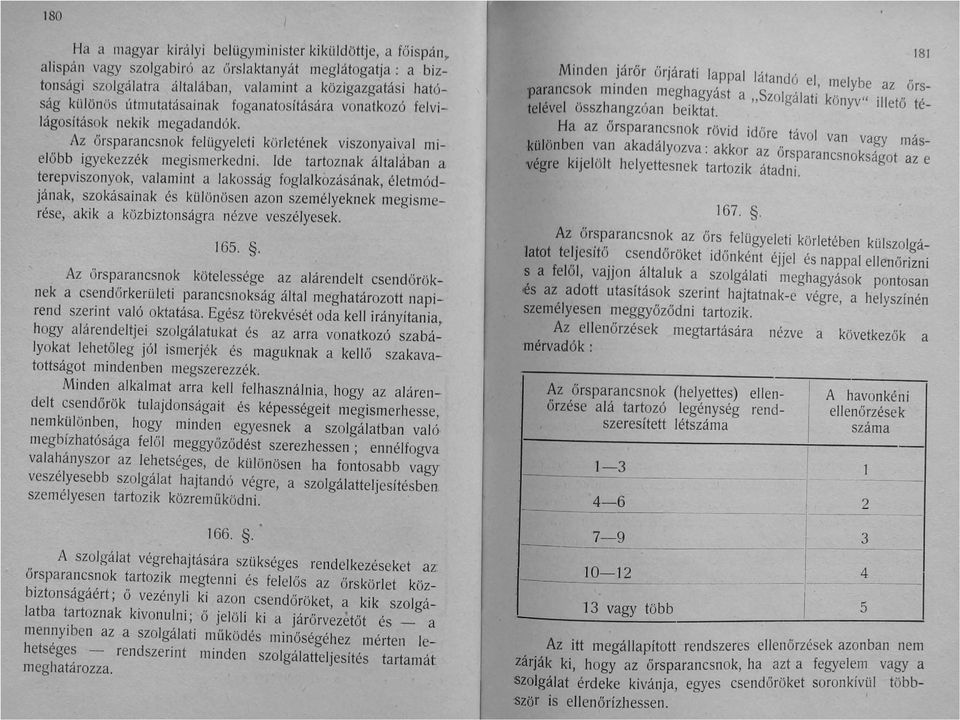 Ide tartoznak általában a terepviszonyok, valamint a lakosság foglalkozásának, életmódjának, szokásainak és különösen azoil személyeknek megismerése" akik a közbiztonságra nézve veszélyesek. 165.