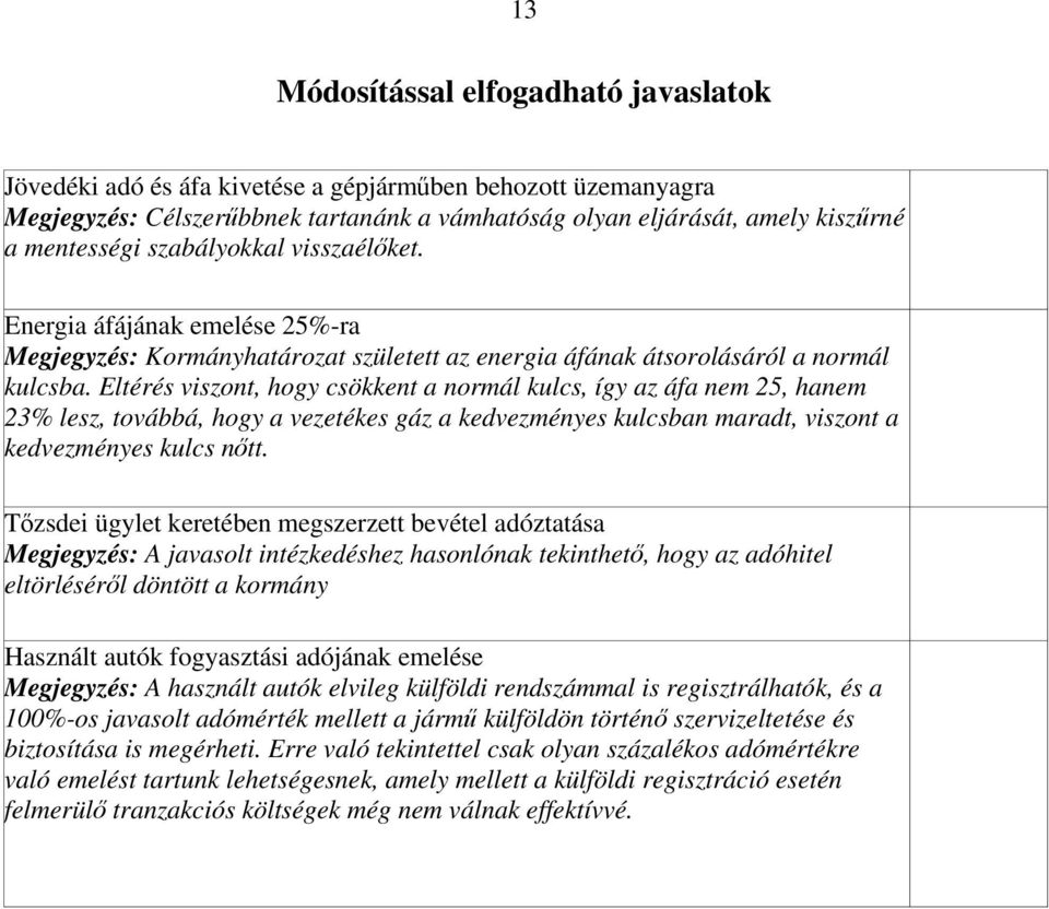 Eltérés viszont, hogy csökkent a normál kulcs, így az áfa nem 25, hanem 23% lesz, továbbá, hogy a vezetékes gáz a kedvezményes kulcsban maradt, viszont a kedvezményes kulcs nőtt.