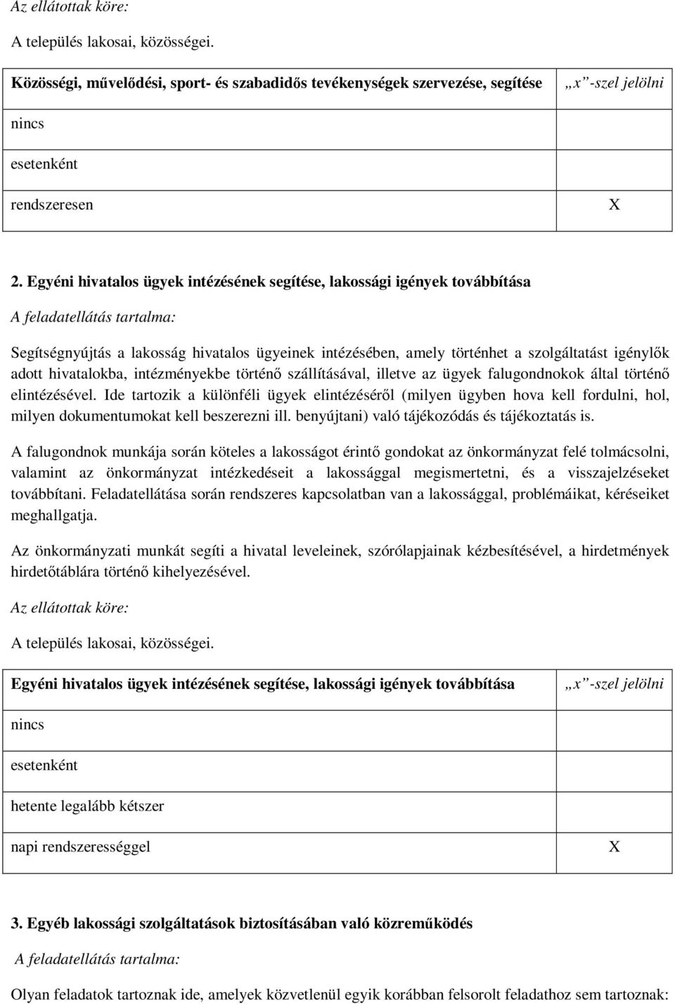 igénylők adott hivatalokba, intézményekbe történő szállításával, illetve az ügyek falugondnokok által történő elintézésével.