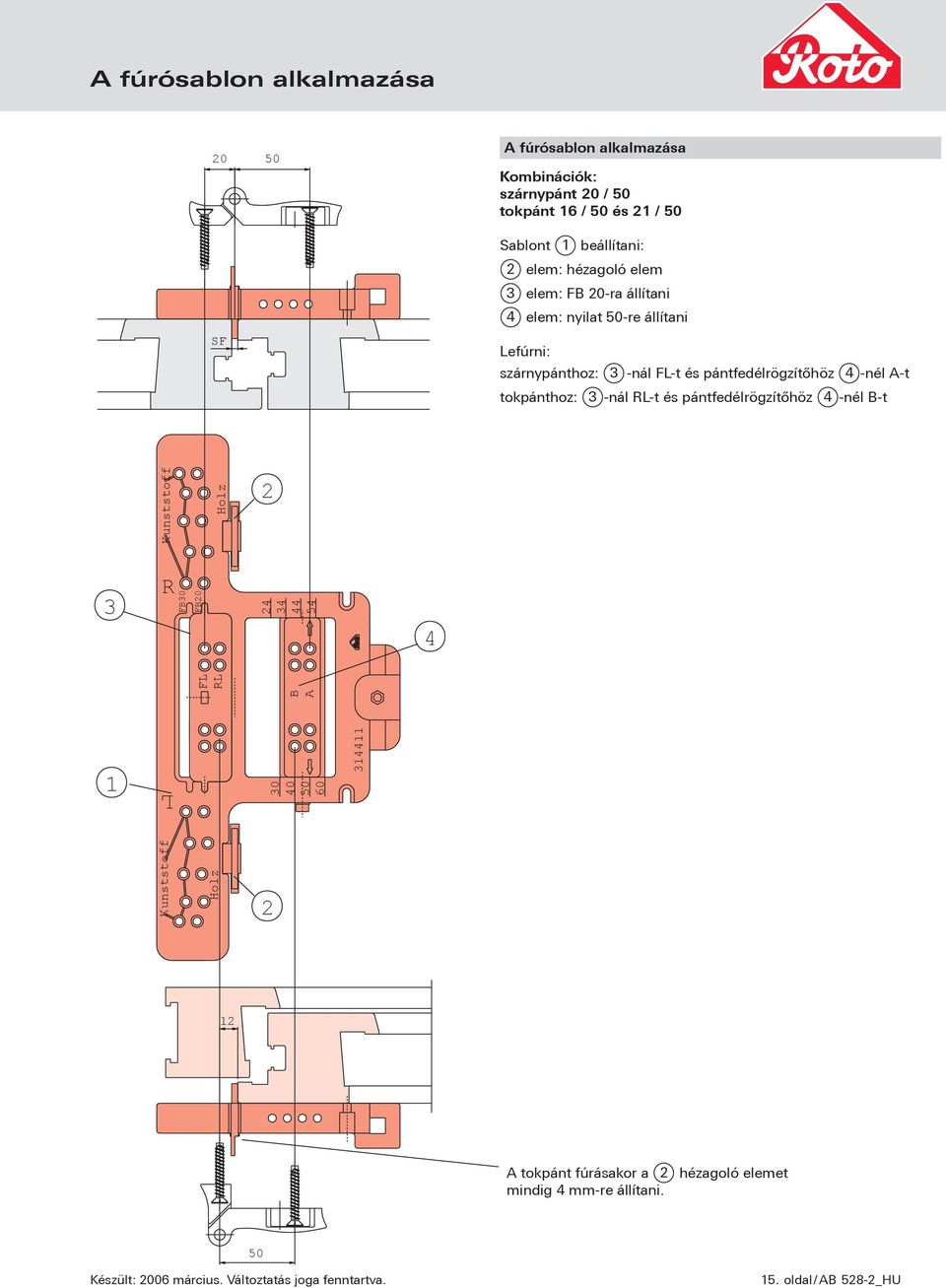 tokpánthoz: 3 -nál RL-t és pántfedélrögzítőhöz 4 -nél B-t Kunststoff 2 3 R 4 B A FL RL Holz FB30 FB20 24 34 44 54 1 L 30 40 50 60 314411