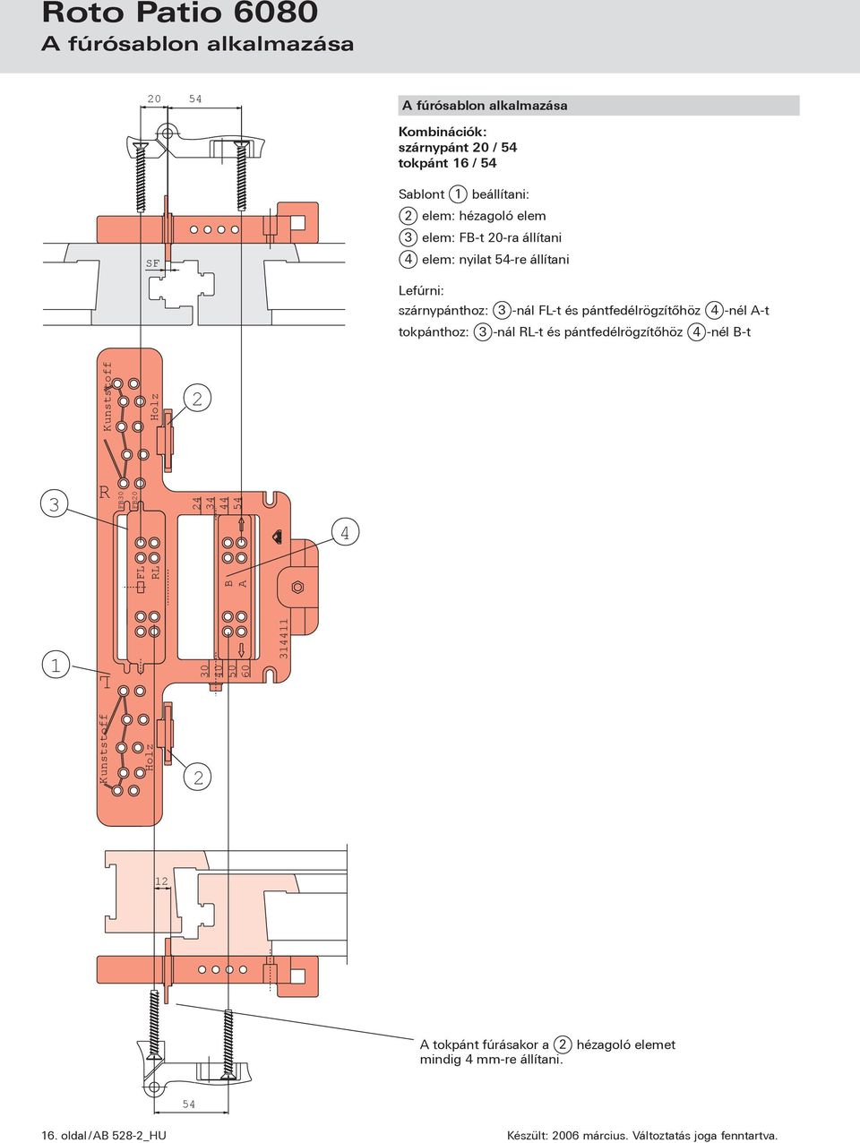 tokpánthoz: 3 -nál RL-t és pántfedélrögzítőhöz 4 -nél B-t Kunststoff 2 3 R 4 B A FL RL Holz FB30 FB20 24 34 44 54 1 L 30 40 50 60 314411 Kunststoff