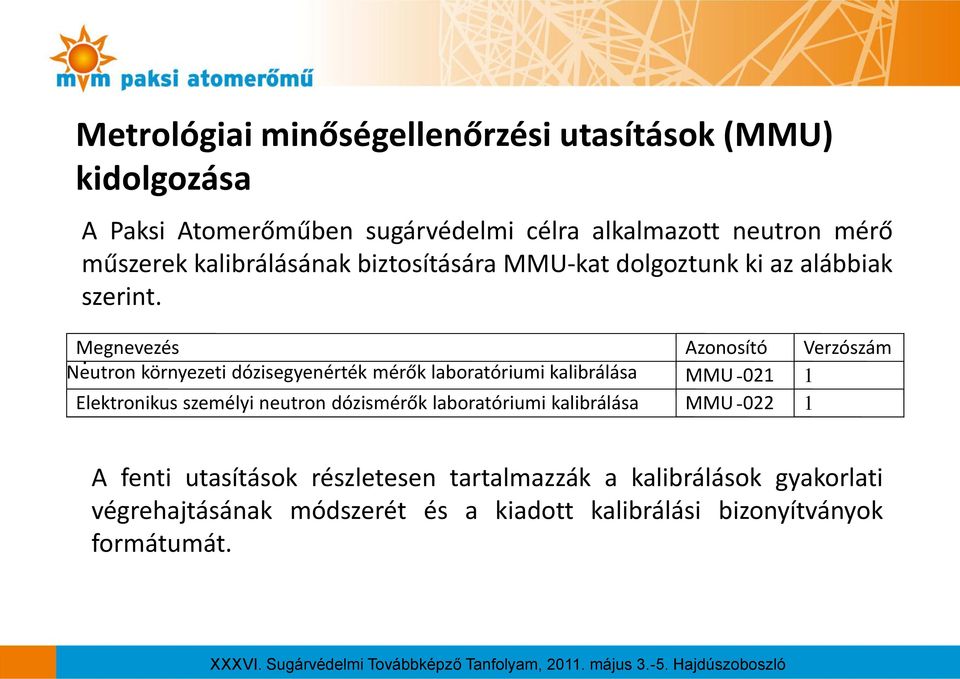 Neutron környezeti dózisegyenérték mérők laboratóriumi kalibrálása MMU -021 1 Elektronikus személyi neutron dózismérők laboratóriumi