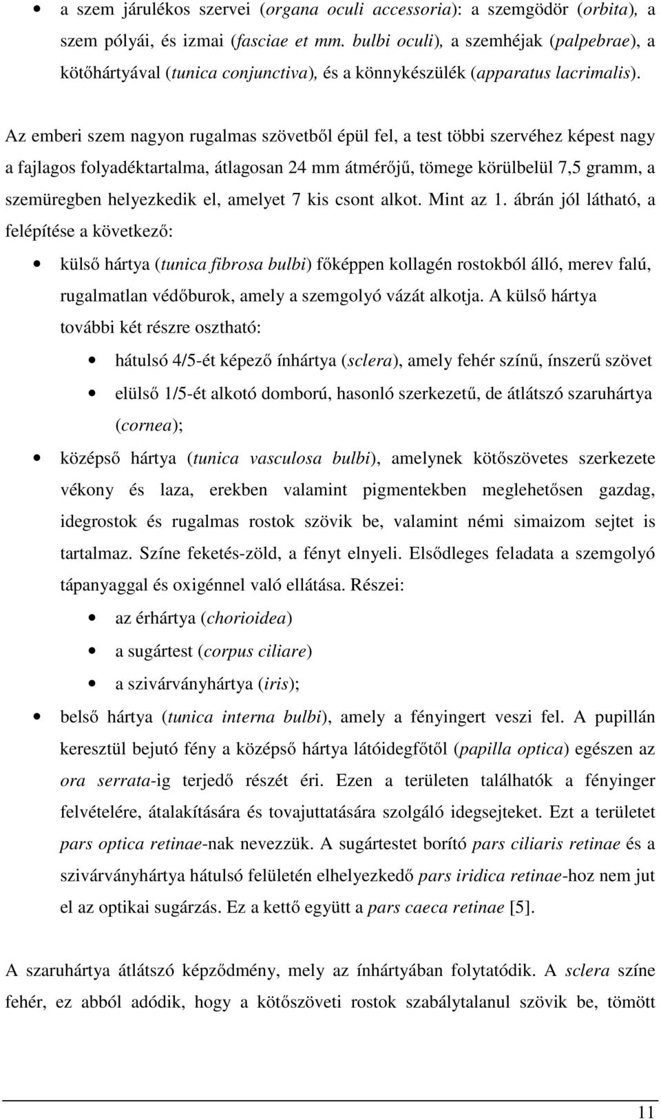 Az emberi szem nagyon rugalmas szövetből épül fel, a test többi szervéhez képest nagy a fajlagos folyadéktartalma, átlagosan 24 mm átmérőjű, tömege körülbelül 7,5 gramm, a szemüregben helyezkedik el,