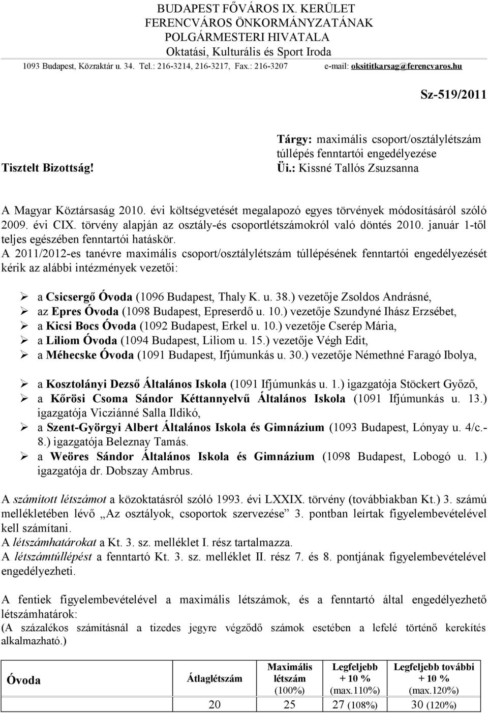 : Kissné Tallós Zsuzsanna A Magyar Köztársaság 2010. évi költségvetését megalapozó egyes törvények módosításáról szóló 2009. évi CIX.