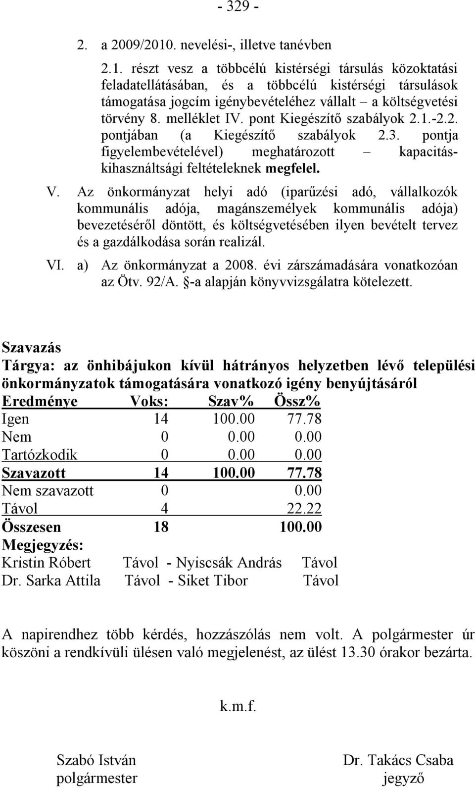 Az önkormányzat helyi adó (iparűzési adó, vállalkozók kommunális adója, magánszemélyek kommunális adója) bevezetéséről döntött, és költségvetésében ilyen bevételt tervez és a gazdálkodása során