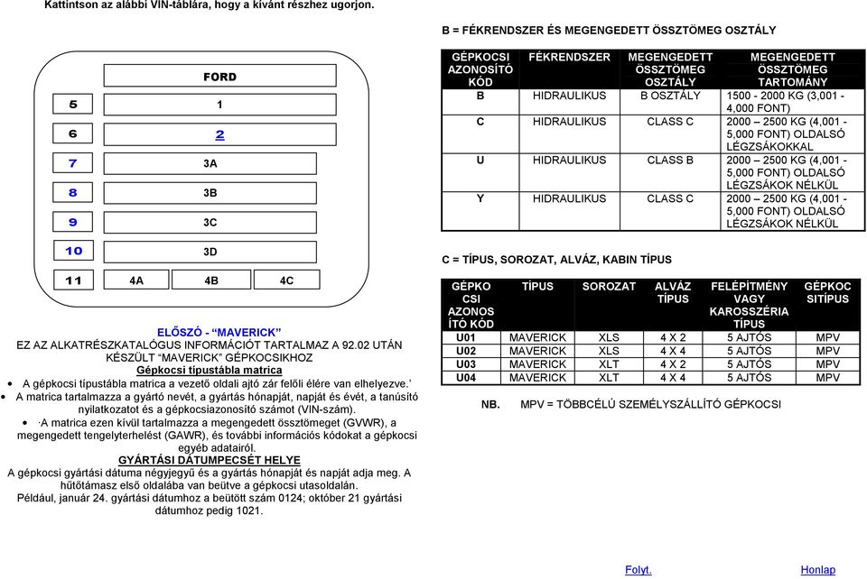 KG (4,00 -,000 FONT) OLDALSÓ LÉGZSÁKOK NÉLKÜL C = TÍPUS, SOROZAT, ALVÁZ, KABIN TÍPUS GÉPKO CSI AZONOS ÍTÓ TÍPUS SOROZAT ALVÁZ TÍPUS FELÉPÍTMÉNY VAGY KAROSSZÉRIA TÍPUS GÉPKOC