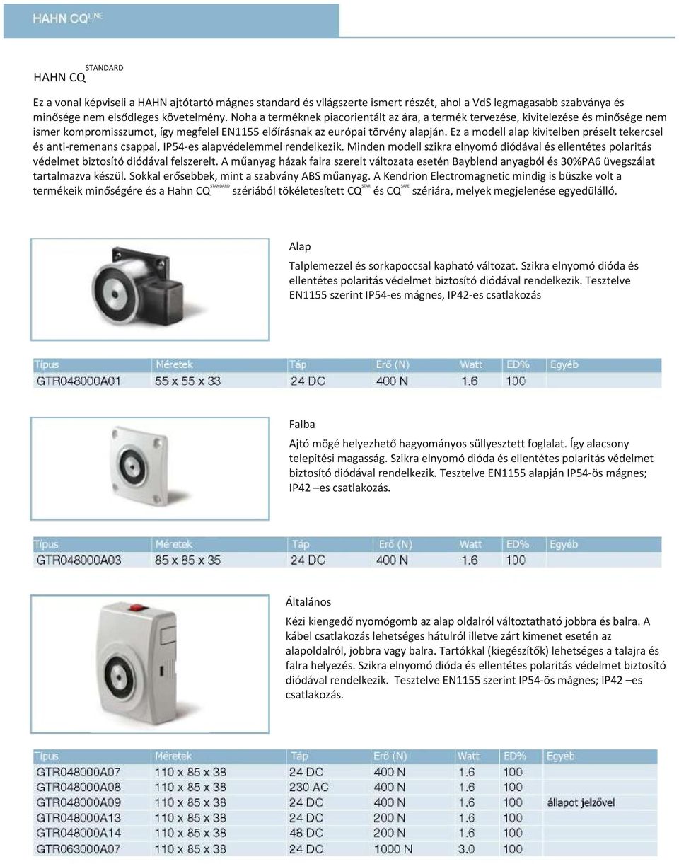 Ez a modell alap kivitelben préselt tekercsel és anti-remenans csappal, IP54-es alapvédelemmel rendelkezik.