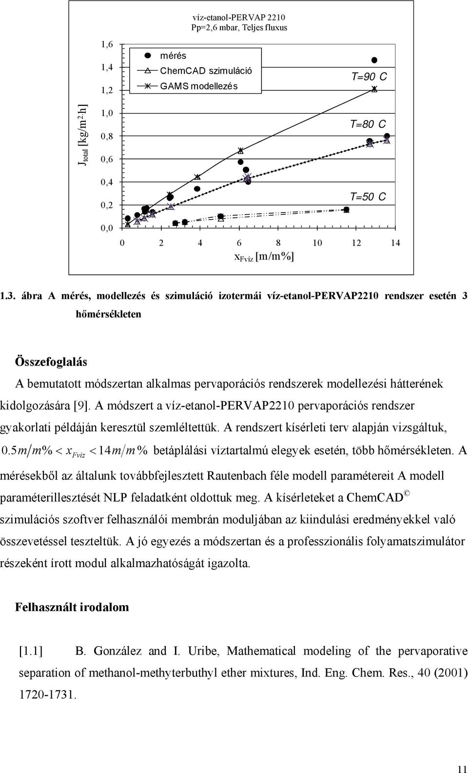 kidolgozására [9]. A módszert a víz-etanol-pervap221 pervaporációs rendszer gyakorlati példáján keresztül szemléltettük. A rendszert kísérleti terv alapján vizsgáltuk,.