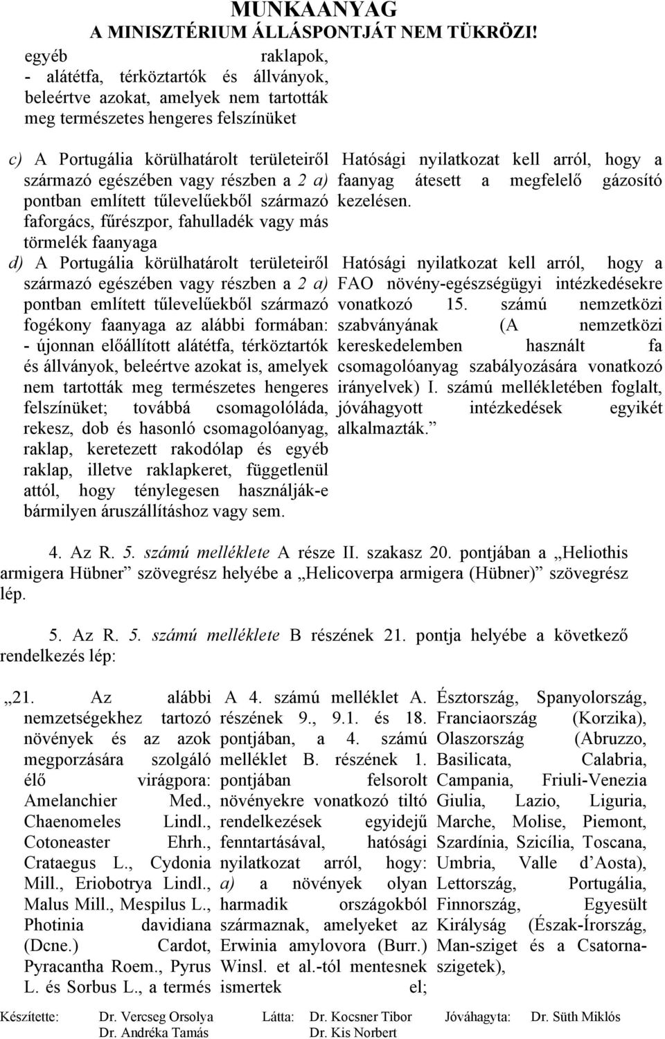 pontban említett tűlevelűekből származó fogékony faanyaga az alábbi formában: - újonnan előállított alátétfa, térköztartók és állványok, beleértve azokat is, amelyek nem tartották meg természetes