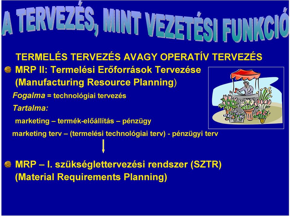 marketing termék-előállítás pénzügy marketing terv (termelési technológiai terv) -