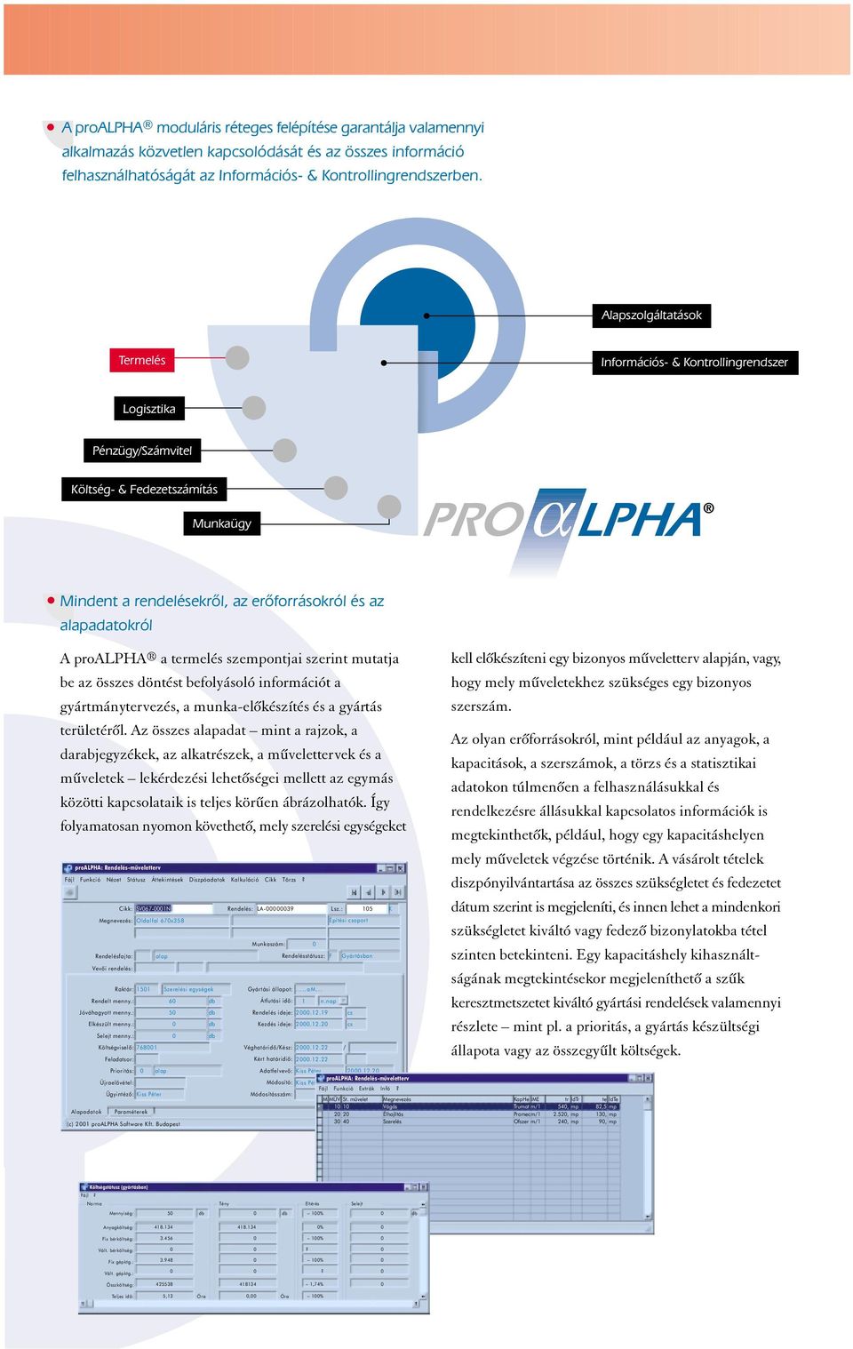 proalpha a termelés szempontjai szerint mutatja be az összes döntést befolyásoló információt a gyártmánytervezés, a munka-elôkészítés és a gyártás területérôl.
