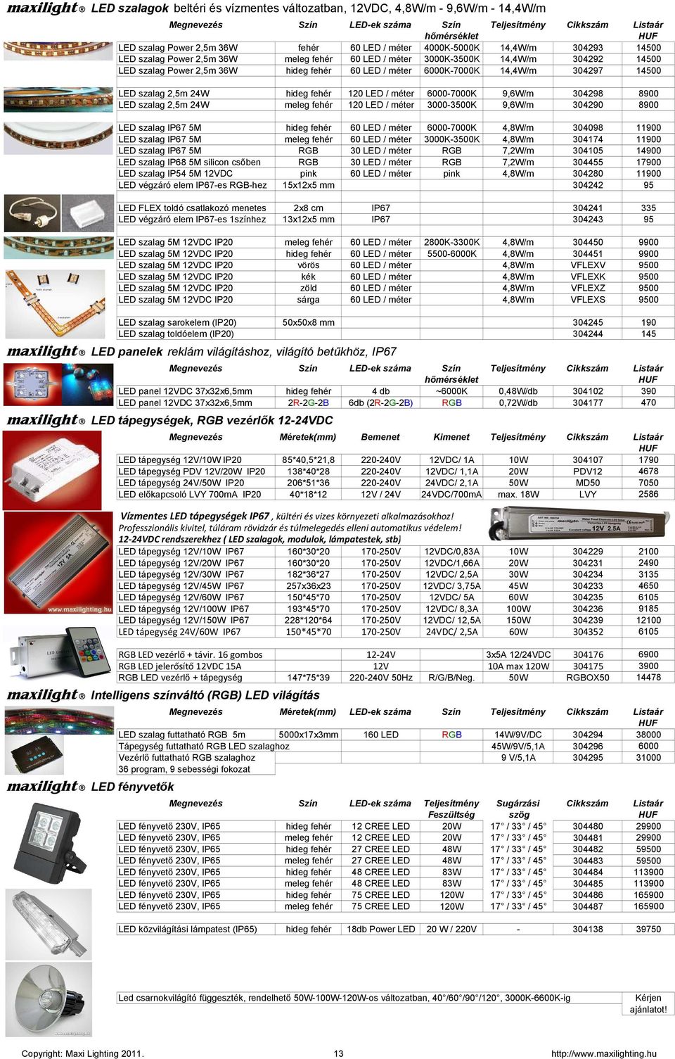 14,4W/m 304297 14500 LED szalag 2,5m 24W hideg fehér 120 LED / méter 6000-7000K 9,6W/m 304298 8900 LED szalag 2,5m 24W meleg fehér 120 LED / méter 3000-3500K 9,6W/m 304290 8900 LED szalag IP67 5M