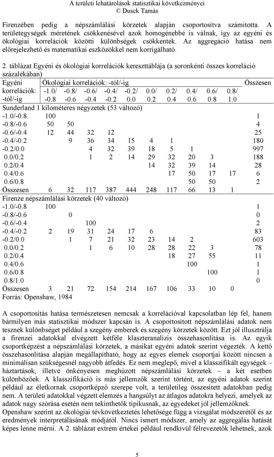 Az aggregáció hatása nem előrejelezhető és matematikai eszközökkel nem korrigálható. 2.