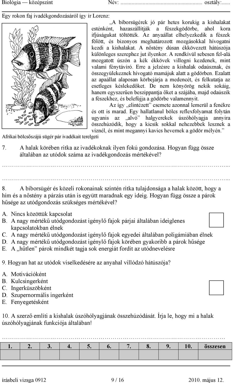 A rendkívül sebesen fel-alá mozgatott úszón a kék ékkövek villogni kezdenek, mint valami fénytávíró. Erre a jelzésre a kishalak odaúsznak, és összegyülekeznek hívogató mamájuk alatt a gödörben.