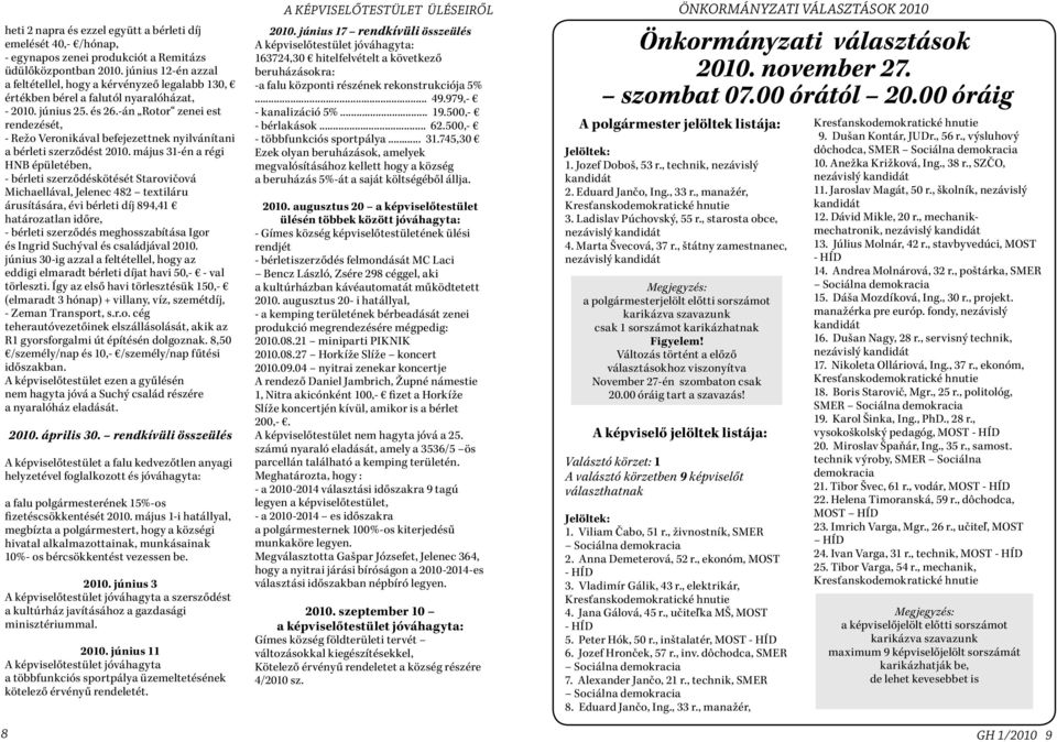 -án Rotor zenei est rendezését, - Režo Veronikával befejezettnek nyilvánítani a bérleti szerződést 2010.