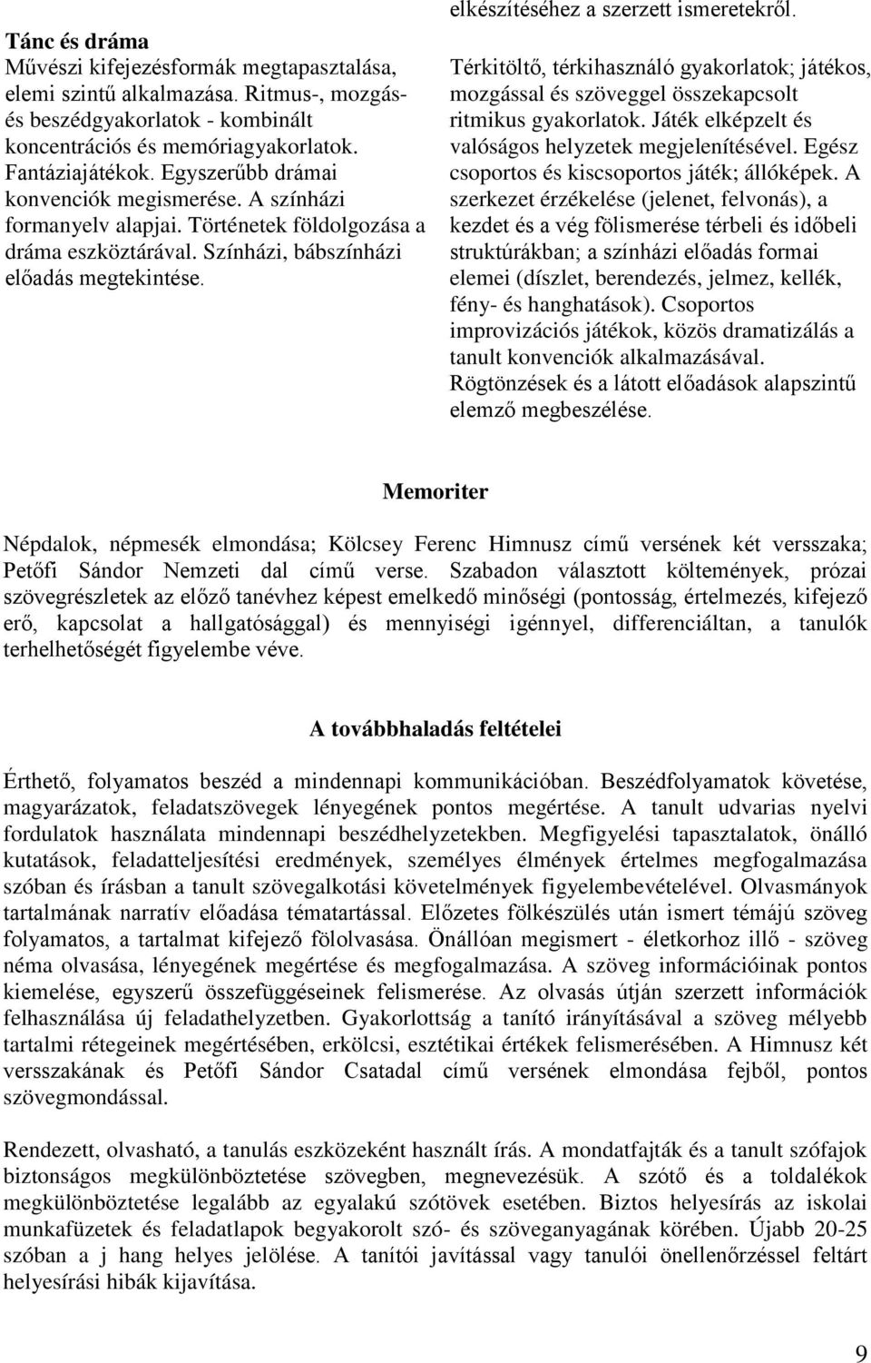 elkészítéséhez a szerzett ismeretekről. Térkitöltő, térkihasználó gyakorlatok; játékos, mozgással és szöveggel összekapcsolt ritmikus gyakorlatok.