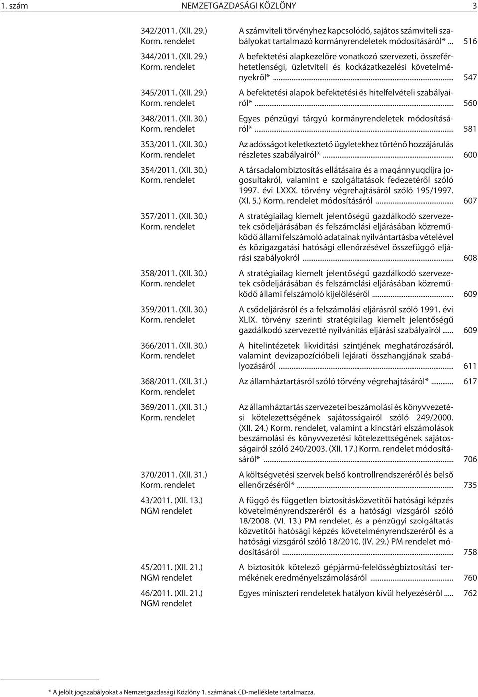 (XII. 31.) Korm. rendelet 370/2011. (XII. 31.) Korm. rendelet 43/2011. (XII. 13.) NGM rendelet 45/2011. (XII. 21.