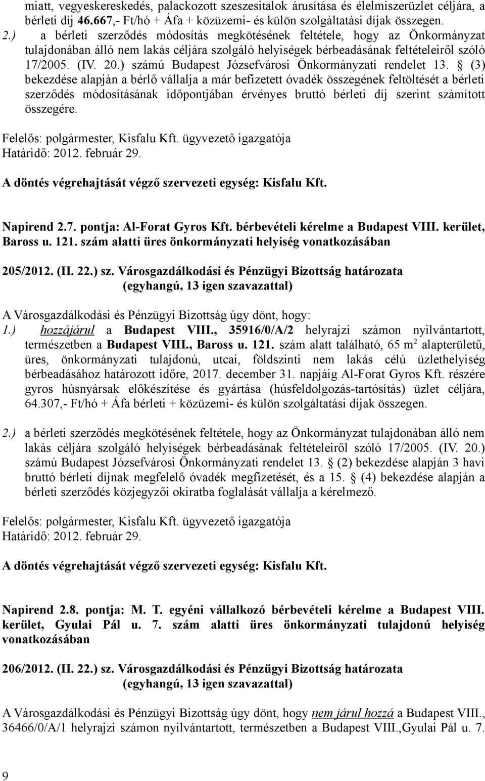 ) számú Budapest Józsefvárosi Önkormányzati rendelet 13.