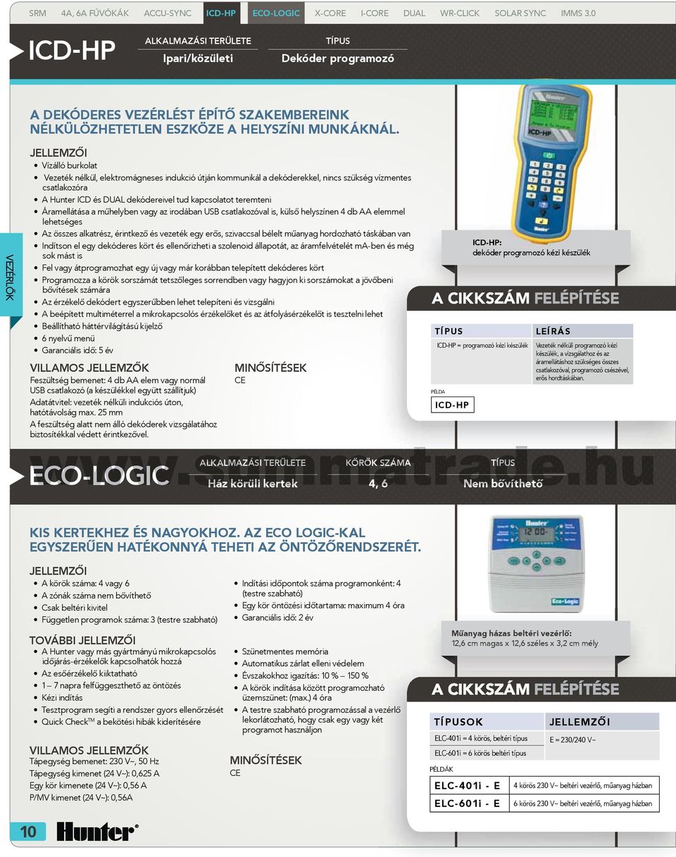 Vízálló burkolat Vezeték nélkül, elektromágneses indukció útján kommunikál a dekóderekkel, nincs szükség vízmentes csatlakozóra A Hunter ICD és DUAL dekódereivel tud kapcsolatot teremteni