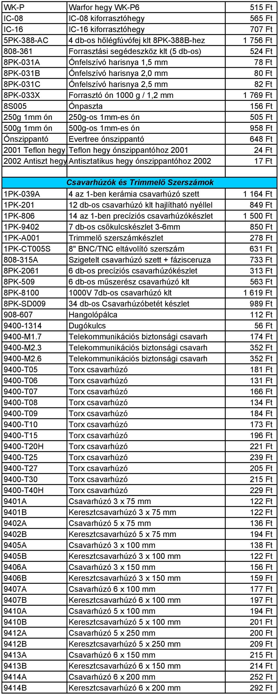 Ónpaszta 156 Ft 250g 1mm ón 250g-os 1mm-es ón 505 Ft 500g 1mm ón 500g-os 1mm-es ón 958 Ft Ónszippantó Evertree ónszippantó 648 Ft 2001 Teflon hegy Teflon hegy ónszippantóhoz 2001 24 Ft 2002 Antiszt