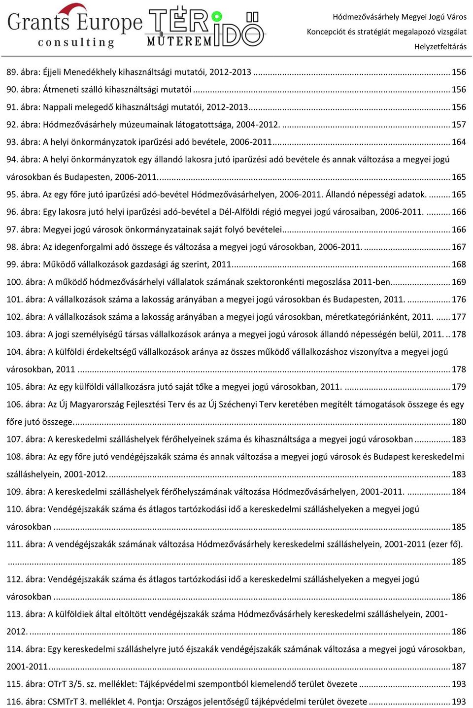 ábra: A helyi önkormányzatok egy állandó lakosra jutó iparűzési adó bevétele és annak változása a megyei jogú városokban és Budapesten, 2006-2011.... 165 95. ábra.