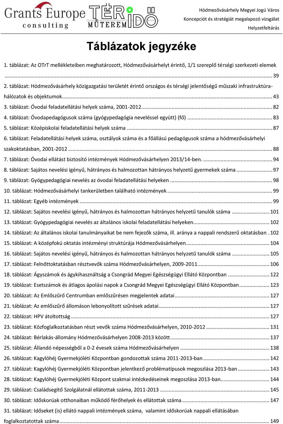 táblázat: Óvodai feladatellátási helyek száma, 2001-2012... 82 4. táblázat: Óvodapedagógusok száma (gyógypedagógia neveléssel együtt) (fő)... 83 5. táblázat: Középiskolai feladatellátási helyek száma.