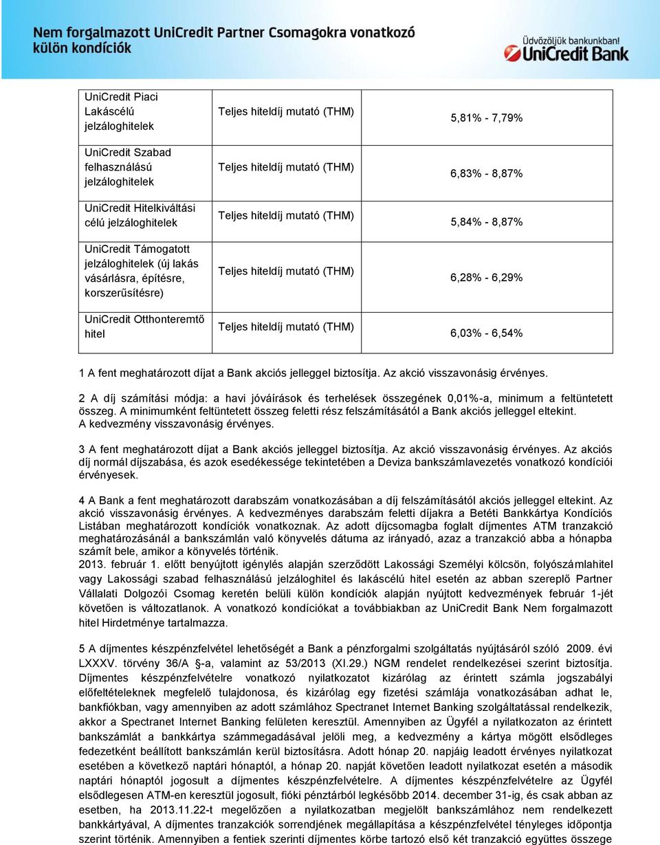 2 A díj számítási módja: a havi jóváírások és terhelések összegének 0,01%-a, minimum a feltüntetett összeg.