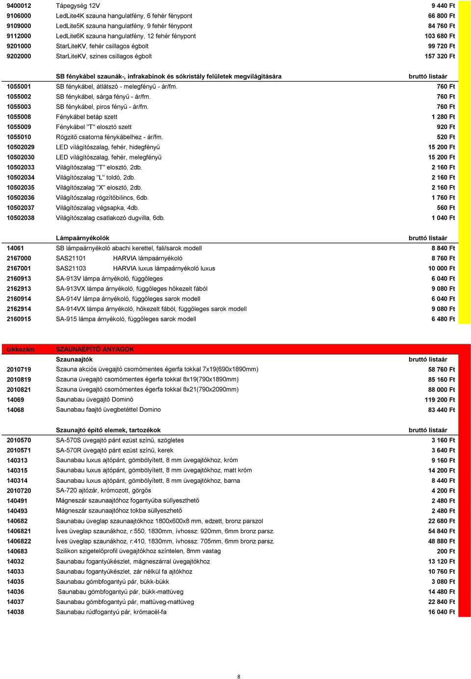 sókristály felületek megvilágítására 1055001 SB fénykábel, átlátszó - melegfényű - ár/fm. 760 Ft 1055002 SB fénykábel, sárga fényű - ár/fm. 760 Ft 1055003 SB fénykábel, piros fényű - ár/fm.