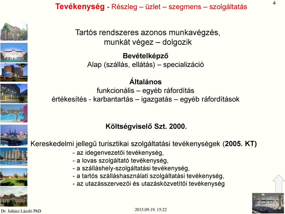 Kereskedelmi jellegű turisztikai szolgáltatási tevékenységek (2005.