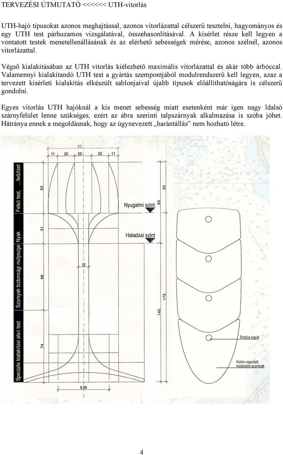 Végső kialakításában az UTH vitorlás kiélezhető maximális vitorlázattal és akár több árbóccal.